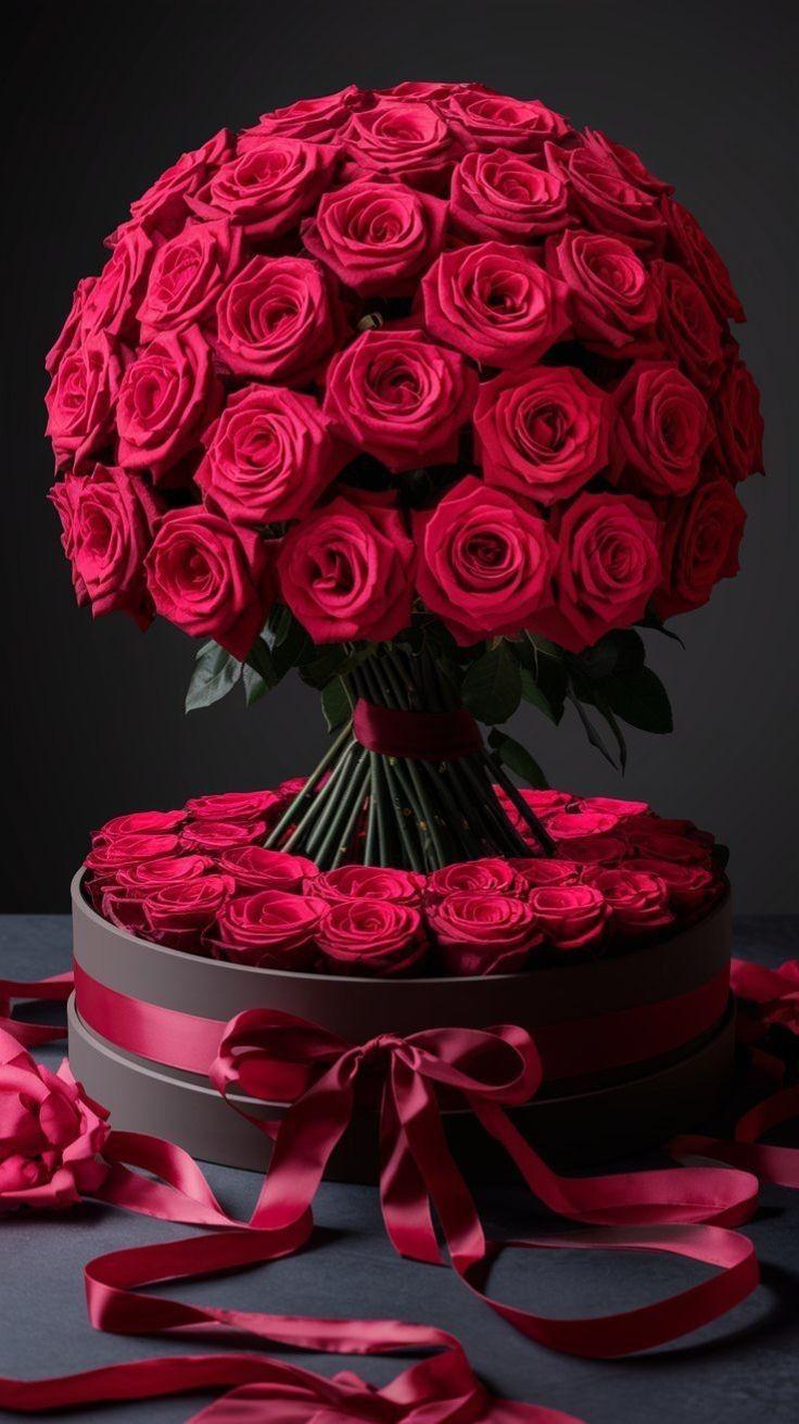 Crimson Velvet Charm Floral Ensemble